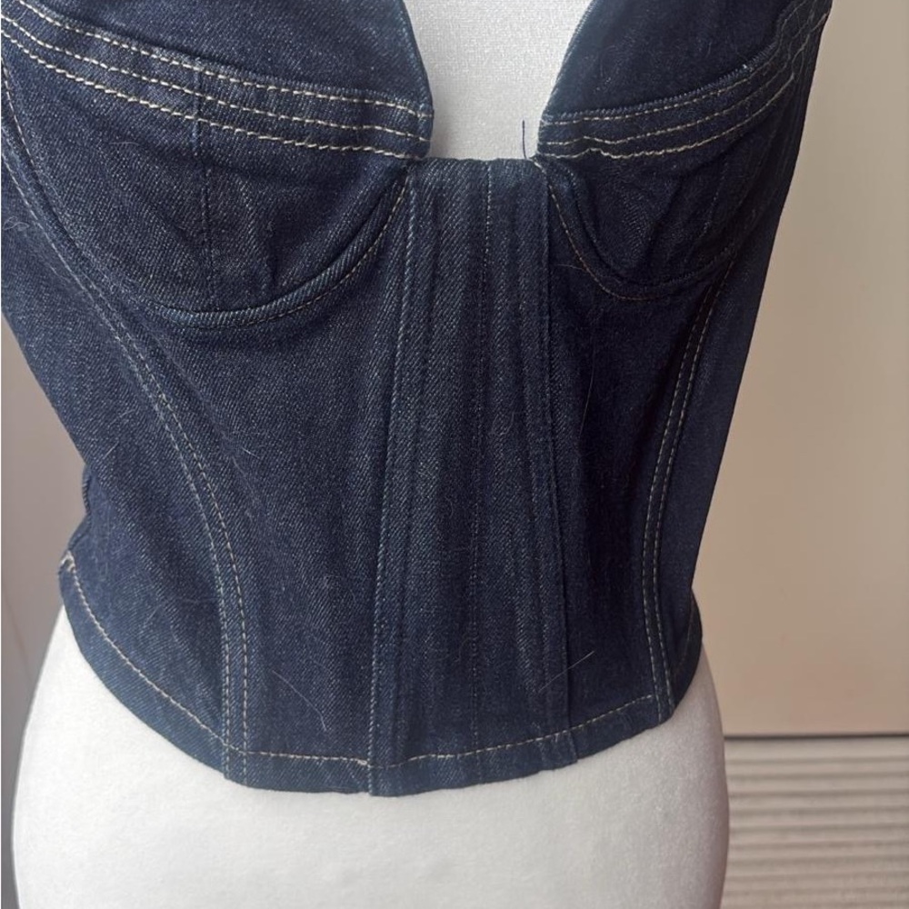 Zara Black Denim Bustier Top - Picture 3 of 4